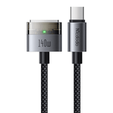 Mcdodo Cab Luma 140W USB-C to MagSafe 3 cable 2m LED indicator – front view black