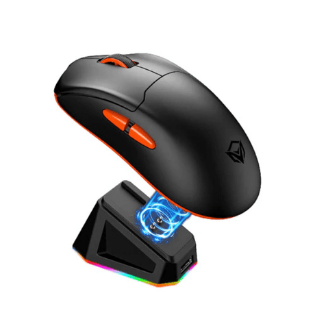Meetion Air GW39 PAW3395 Wireless Gaming Mouse with Magnetic Charging Dock - Black/Orange Meetion Egypt