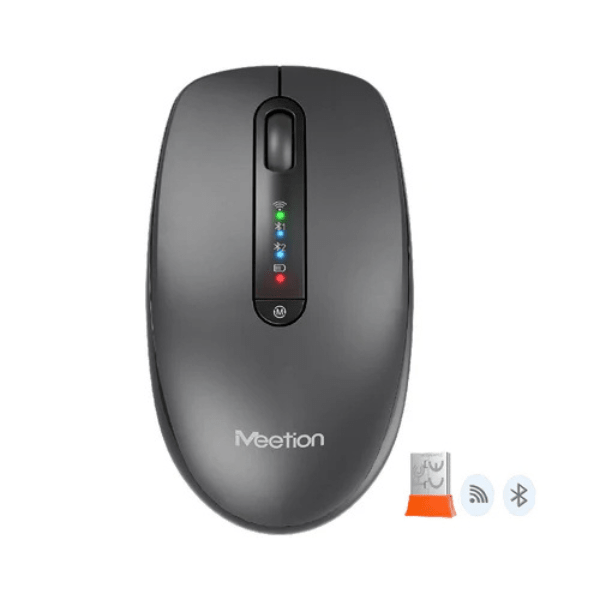 Meetion BTM100R wireless silent rechargeable mouse – front view steel gray