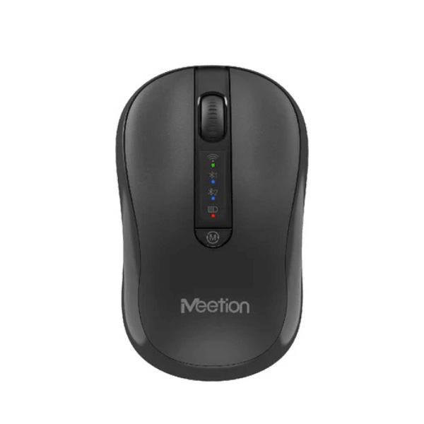 Meetion BTM185 wireless 2.4G and Bluetooth silent mouse – front view black