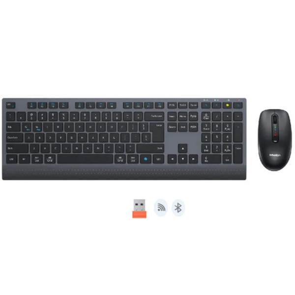 Meetion C2000 rechargeable wireless keyboard and mouse combo Arabic English – front view