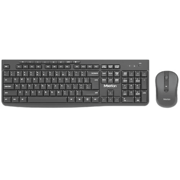Meetion CW295 silent 2.4G wireless keyboard and mouse combo Arabic English – front view black