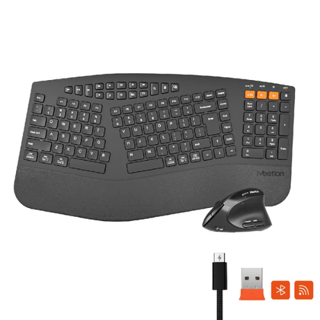 Meetion Director B2 wireless dual-mode ergonomic combo Arabic English – front view black