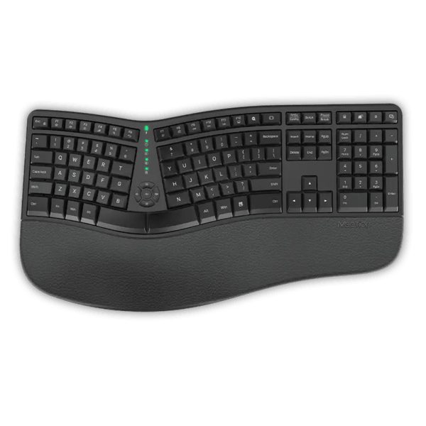 Meetion DirectorW wireless ergonomic keyboard Arabic English – front view black