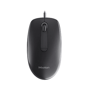 Meetion M100 silent optical wired mouse ergonomic design – front view gray