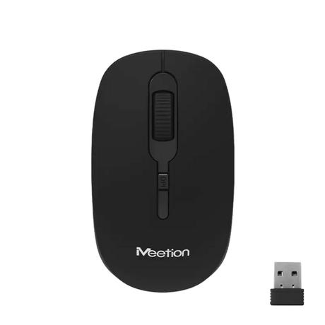Meetion R547 wireless mouse adjustable DPI ergonomic – front view black