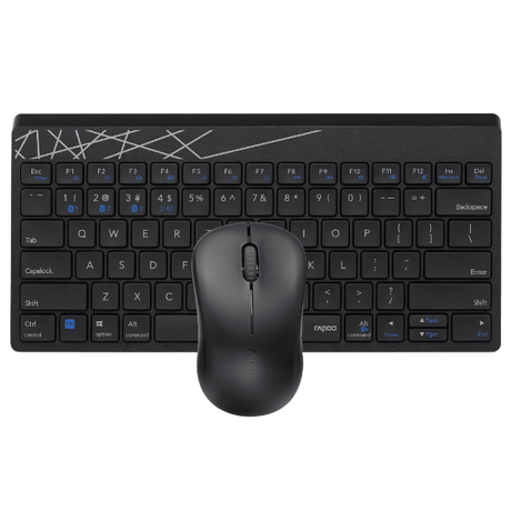 Rapoo 8000M wireless keyboard and mouse combo multi-mode Arabic – front view black