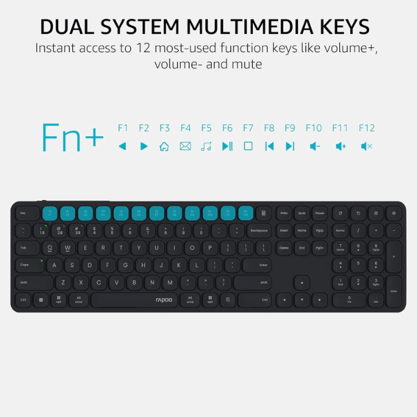 Rapoo 9560M Wireless Keyboard and Mouse Combo Ara - Dark Grey Rapoo Egypt