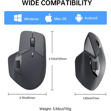 Rapoo MT760 Multi - mode Wireless Optical Mouse - Light Black Rapoo Egypt