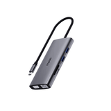 Rapoo XD101 10-in-1 USB-C hub 4K HDMI 100W power delivery – front view grey