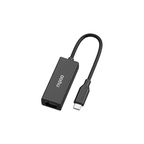 Rapoo XD20 USB-C to Ethernet RJ45 1000Mbps adapter – front view black