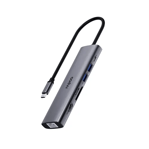 Rapoo XD71 USB - C Hub 7 - in - 1 – Silvery Grey Rapoo Egypt