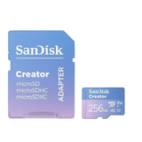 SanDisk Creator 256GB microSDXC card 190/130MB/s with SD adapter – front view