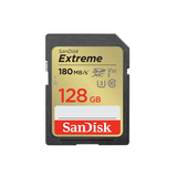 SanDisk Extreme SD card 128GB 180MB/s 90MB/s – front view