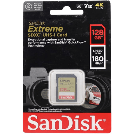 SanDisk Extreme SD Card 128GB – Read 180MB/s, Write 90MB/s – SDSDXVA - 128G - GNCIN SanDisk Egypt