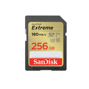 SanDisk Extreme SD card 256GB 180MB/s 130MB/s – front view