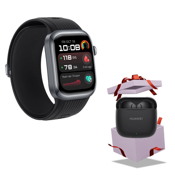 Huawei Watch D2 48mm smartwatch BP monitor 2K AMOLED with FreeBuds SE 3 bundle – front view