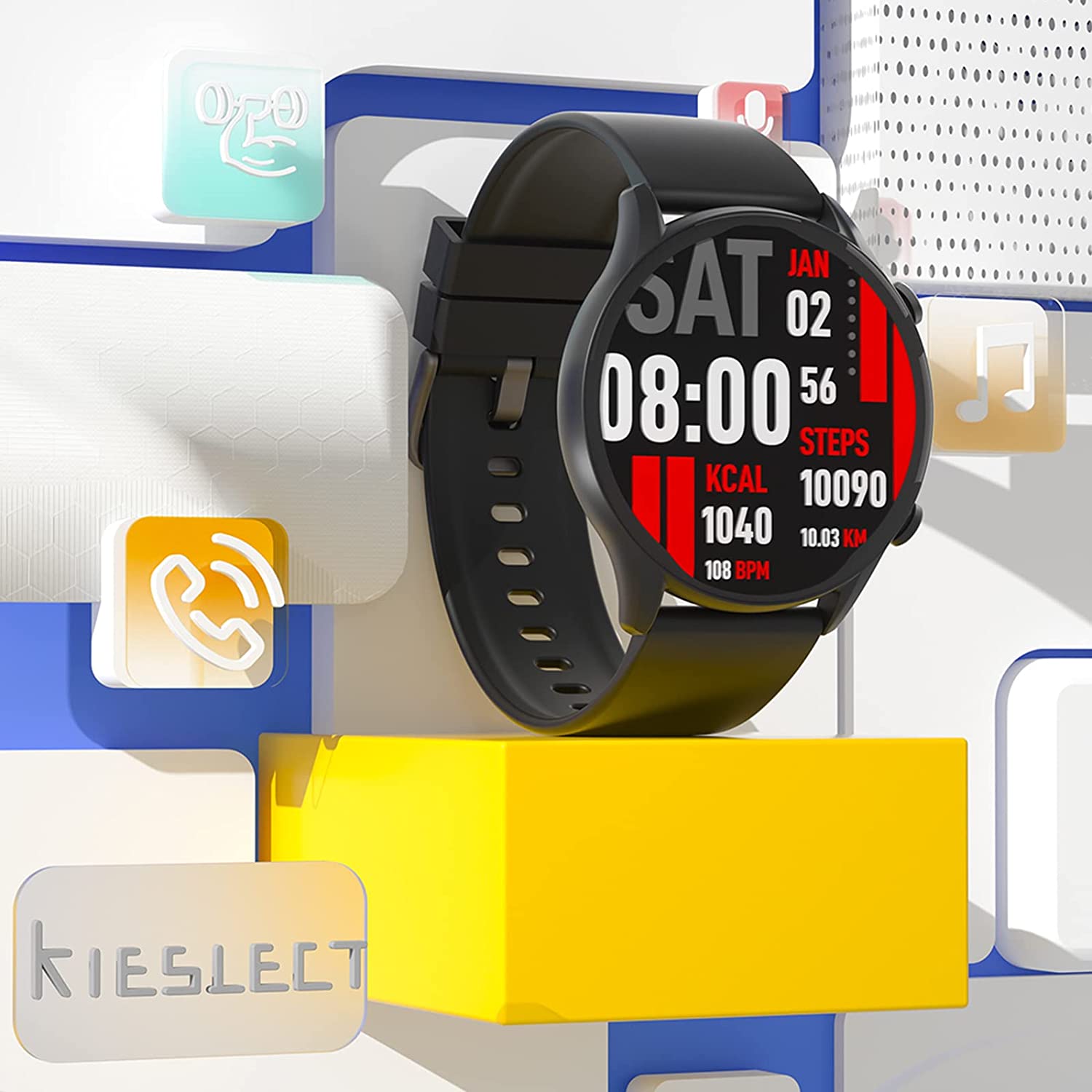 Kieslect Calling Smart Watch KR - Stable Bluetooth Phone Call - Black - DokanTech #