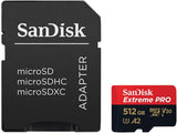 بطاقة SanDisk Extreme Pro microSD UHS I بسعة 512 جيجابايت، وسرعة قراءة 200 ميجابايت/ثانية، وسرعة كتابة 140 ميجابايت/ثانية
