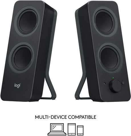 Logitech Z207 stereo speakers – side view