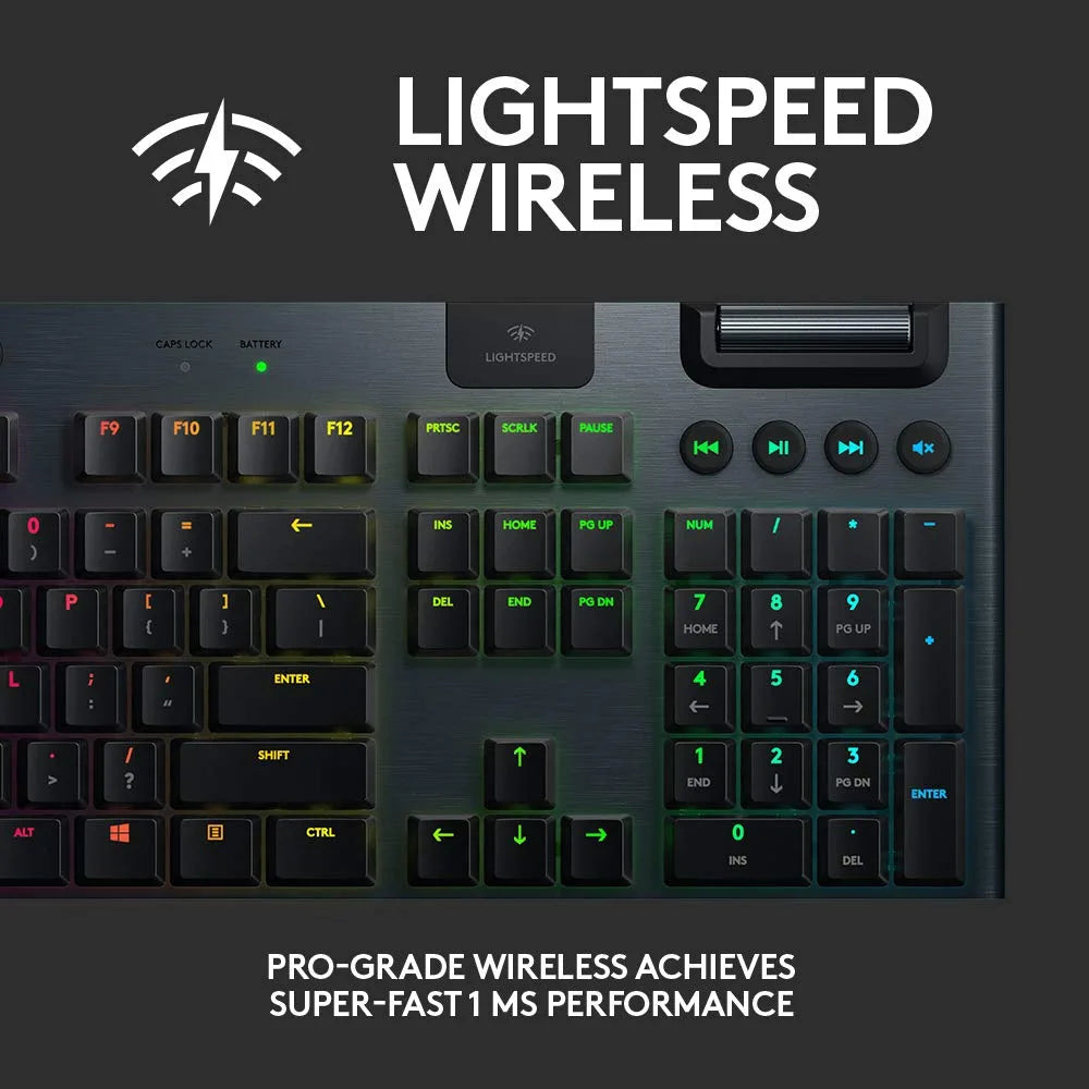 لوحة مفاتيح الألعاب الميكانيكية Logitech G915 من لوجيتك, GL Tactile Lightspeed Wireless RGB