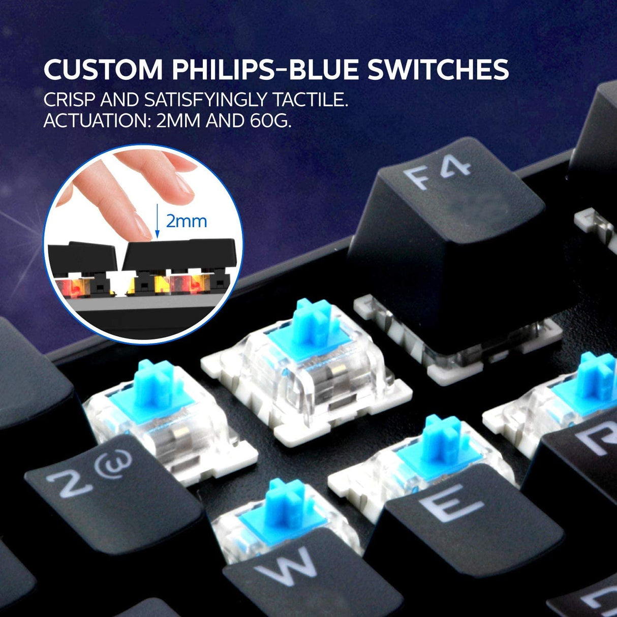 Philips G404 Wired Mechanical Clicky Gaming Keyboard (SPK8404)