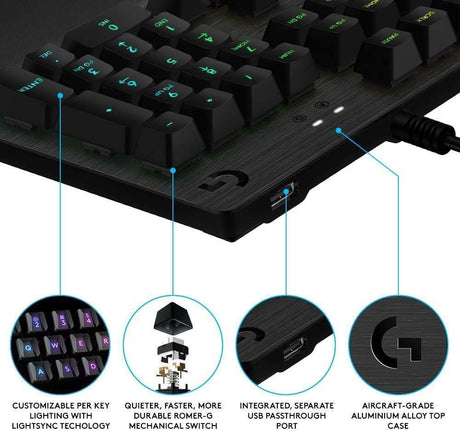 Logitech G513 RGB keyboard – GX tactile switch close-up