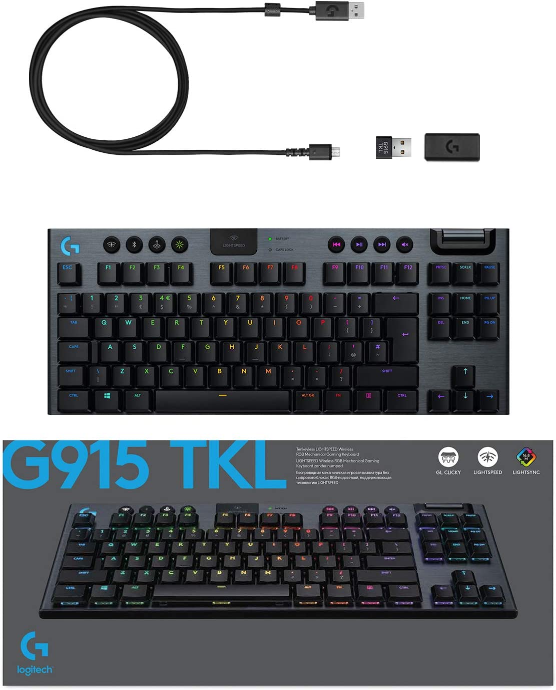 لوحة مفاتيح الألعاب الميكانيكية Logitech G915 من لوجيتك, GL Tactile Lightspeed Wireless RGB