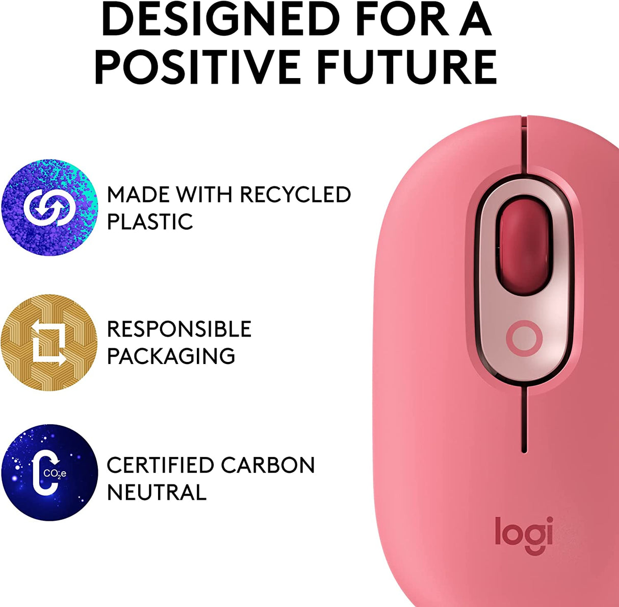 Logitech POP Mouse, Wireless Mouse with Customisable Emojis, SilentTouch Technology, Precision/Speed Scroll, Compact Design, Bluetooth, Multi-Device, OS Compatible