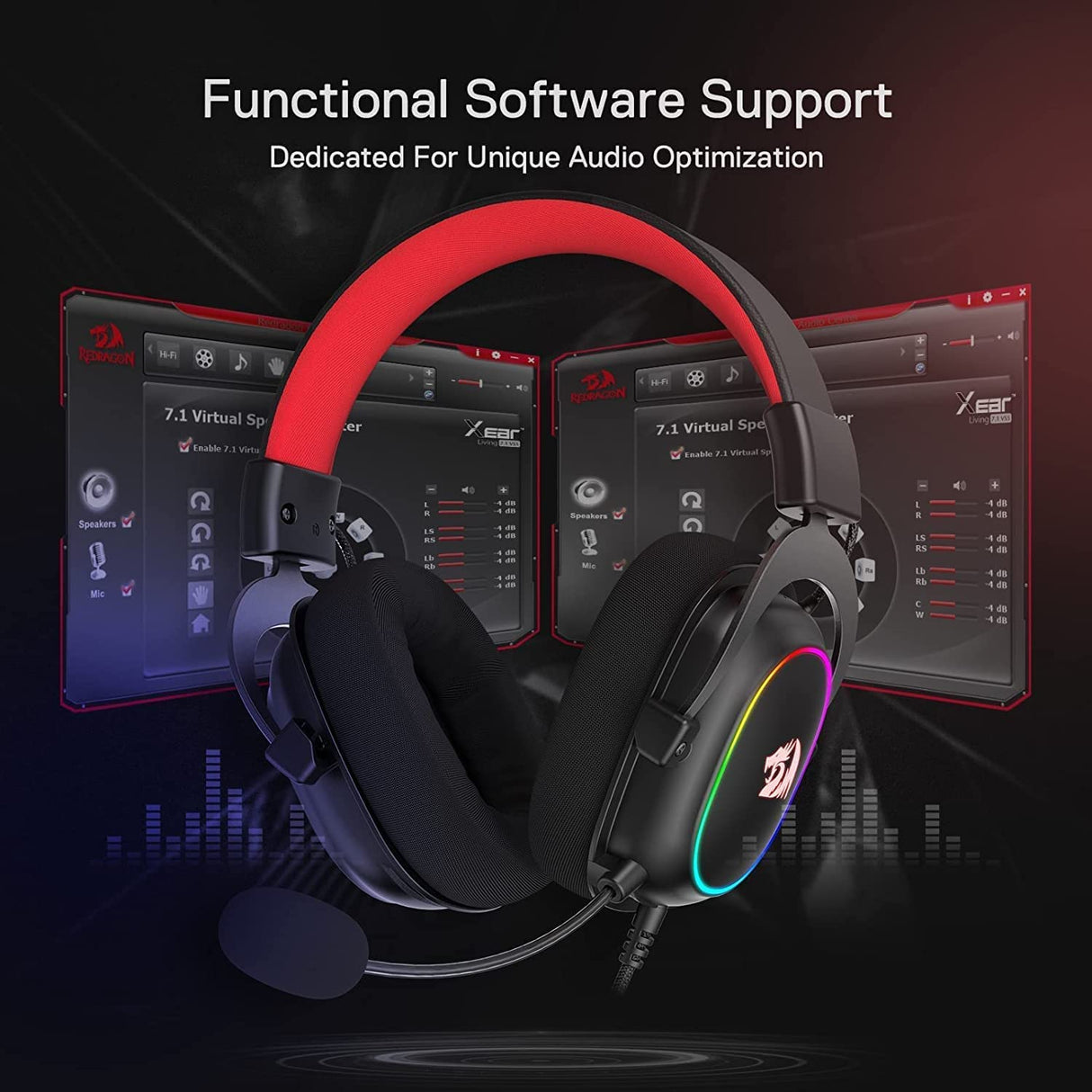 Redragon H510 Zeus-X RGB Wired Gaming Headset - 7.1 Surround Sound - 53MM Audio Drivers in Memory Foam Ear Pads w/Durable Fabric Cover- Multi Platforms Headphone - DokanTech #