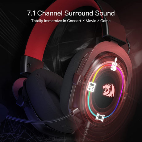 Redragon H510 Zeus-X RGB Wired Gaming Headset - 7.1 Surround Sound - 53MM Audio Drivers in Memory Foam Ear Pads w/Durable Fabric Cover- Multi Platforms Headphone - DokanTech #