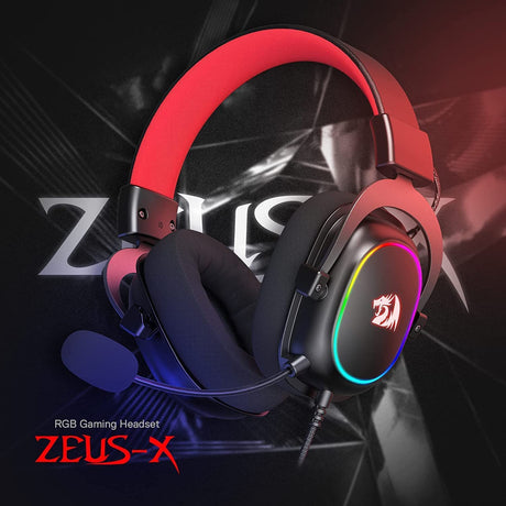 Redragon H510 Zeus-X RGB Wired Gaming Headset - 7.1 Surround Sound - 53MM Audio Drivers in Memory Foam Ear Pads w/Durable Fabric Cover- Multi Platforms Headphone - DokanTech #
