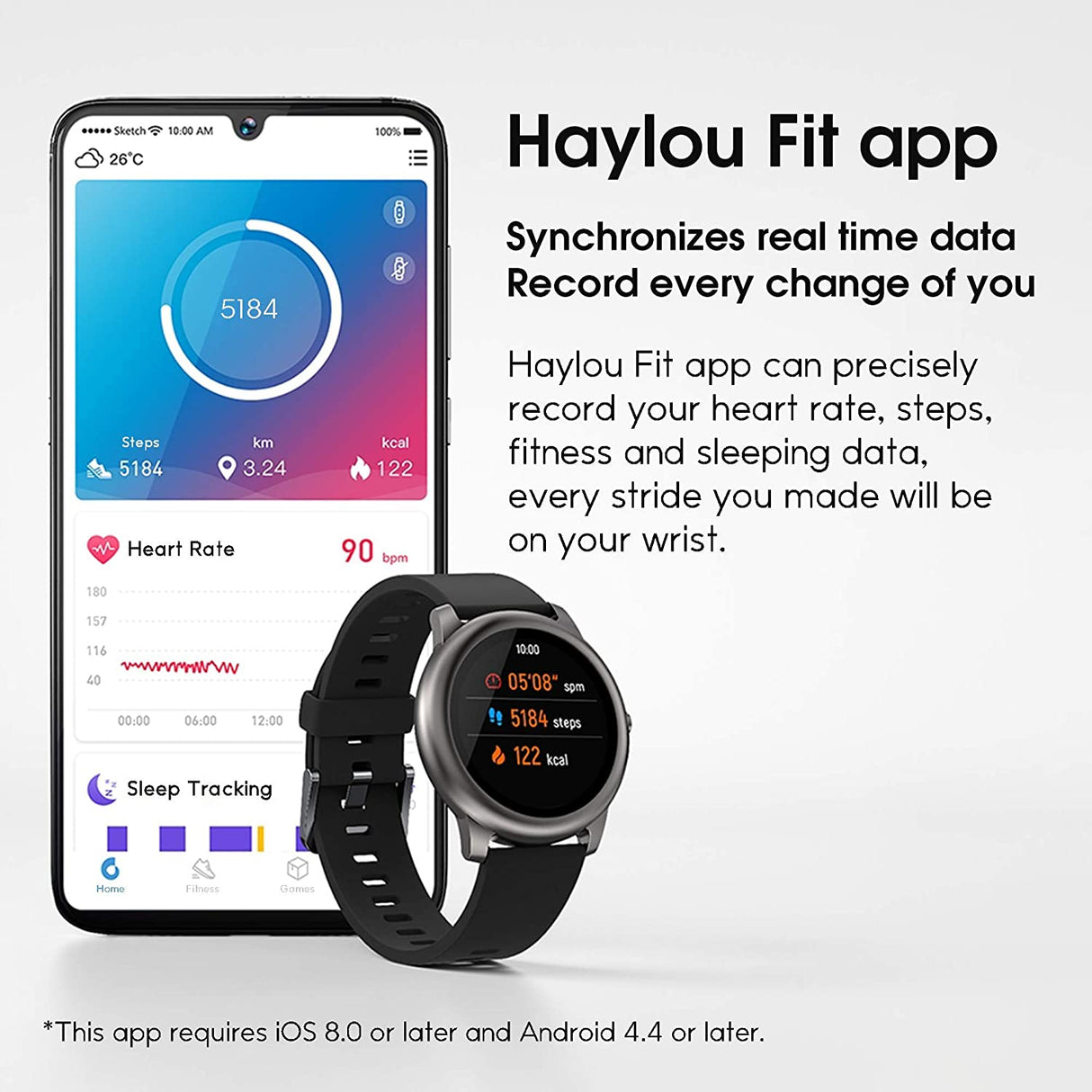 Haylou Solar Smart Watch Haylou-LS05-1, IP68 waterproof-Black