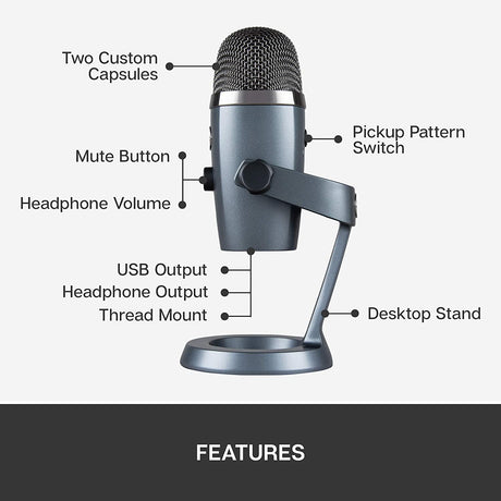Logitech Yeti Nano Streaming Microphone With Blue Voice - Grey - DokanTech #