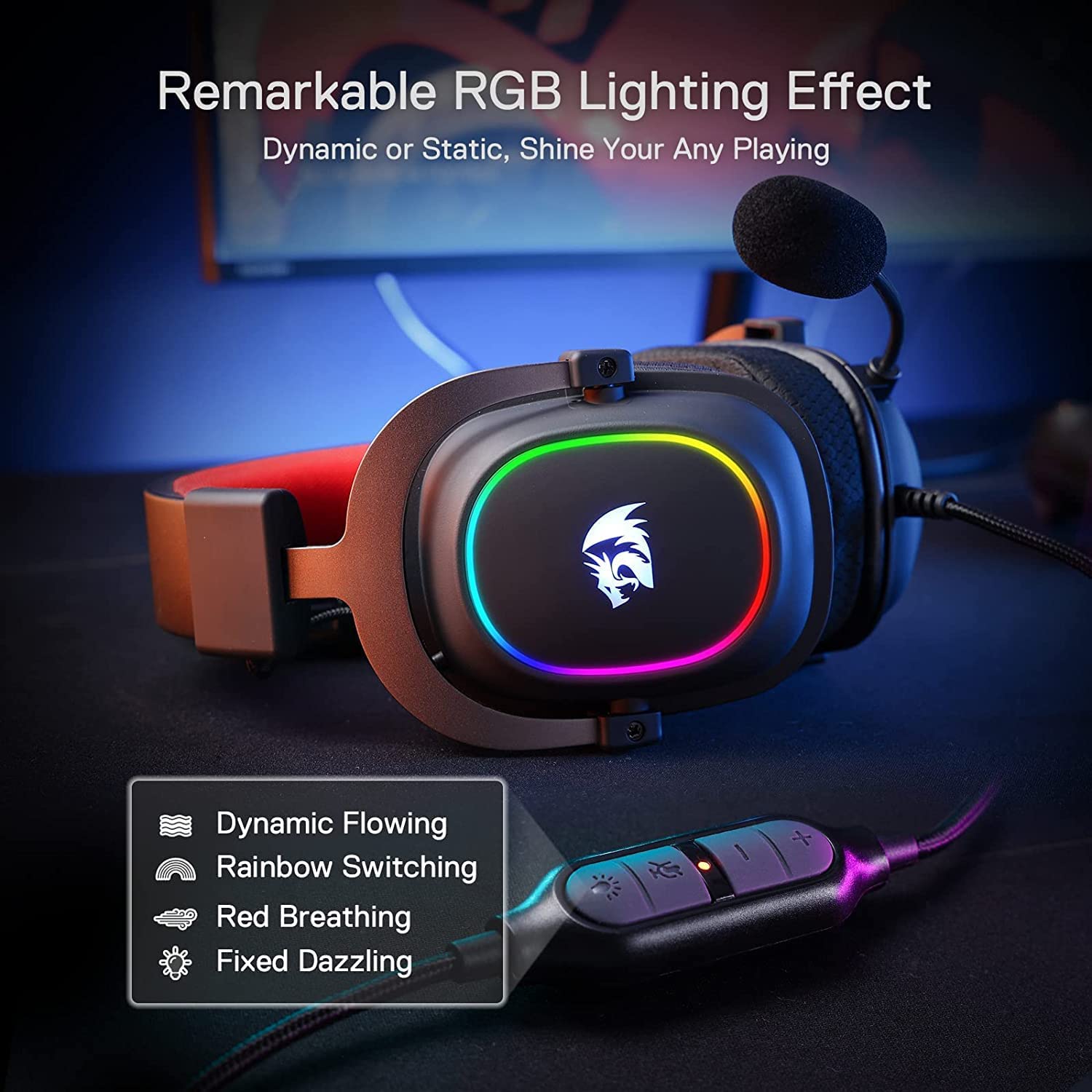 Redragon H510 Zeus-X RGB Wired Gaming Headset - 7.1 Surround Sound - 53MM Audio Drivers in Memory Foam Ear Pads w/Durable Fabric Cover- Multi Platforms Headphone - DokanTech #