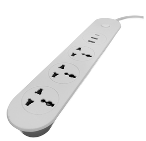Bareeq 3-socket power strip USB-C PD 20W and 2 USB-A – front view
