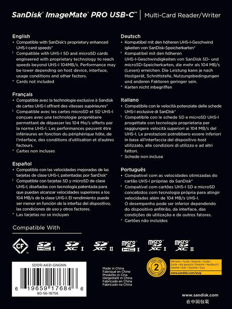 SanDisk ImageMate Pro USB-C Multi-Card Reader - DokanTech #