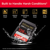 بطاقة Sandisk Extreme Pro بسعة 128 جيجابايت وسرعة 200 ميجابايت/ثانية - بطاقة SD لفيديو بدقة 4K لكاميرات DSLR