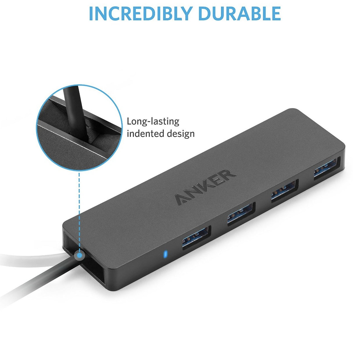 Anker 4 Port USB 3.0 Ultra Slim Data Hub with 2ft Extended Cable
