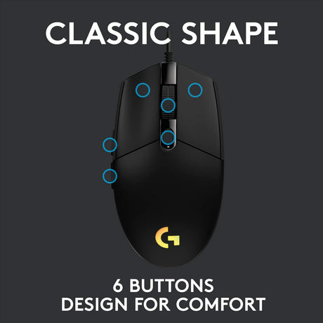 Logitech G203 gaming mouse – 6 programmable buttons