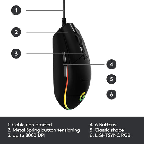 Logitech G203 gaming mouse – white variant