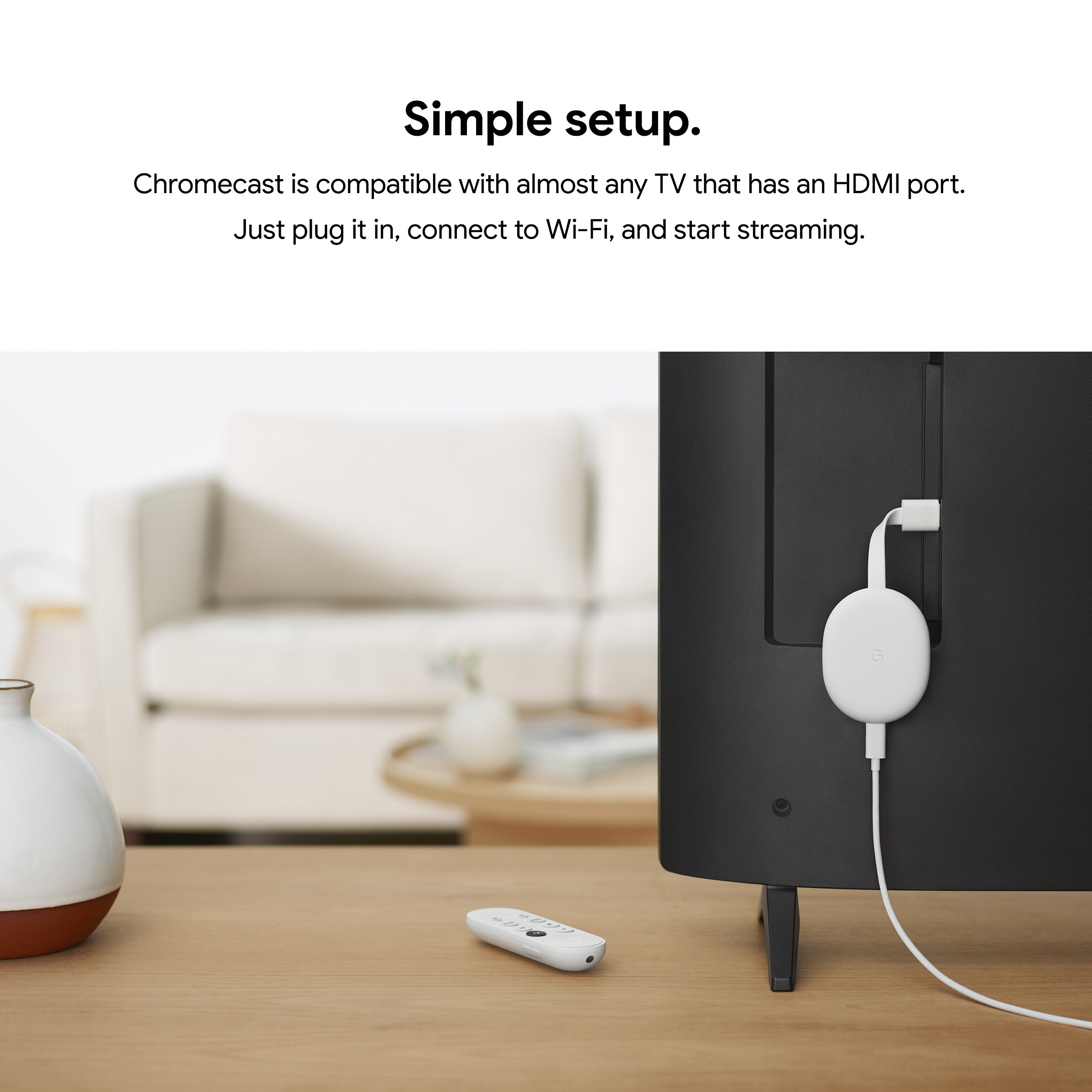Google Chromecast with Google TV - 4K HDR Streaming - Snow