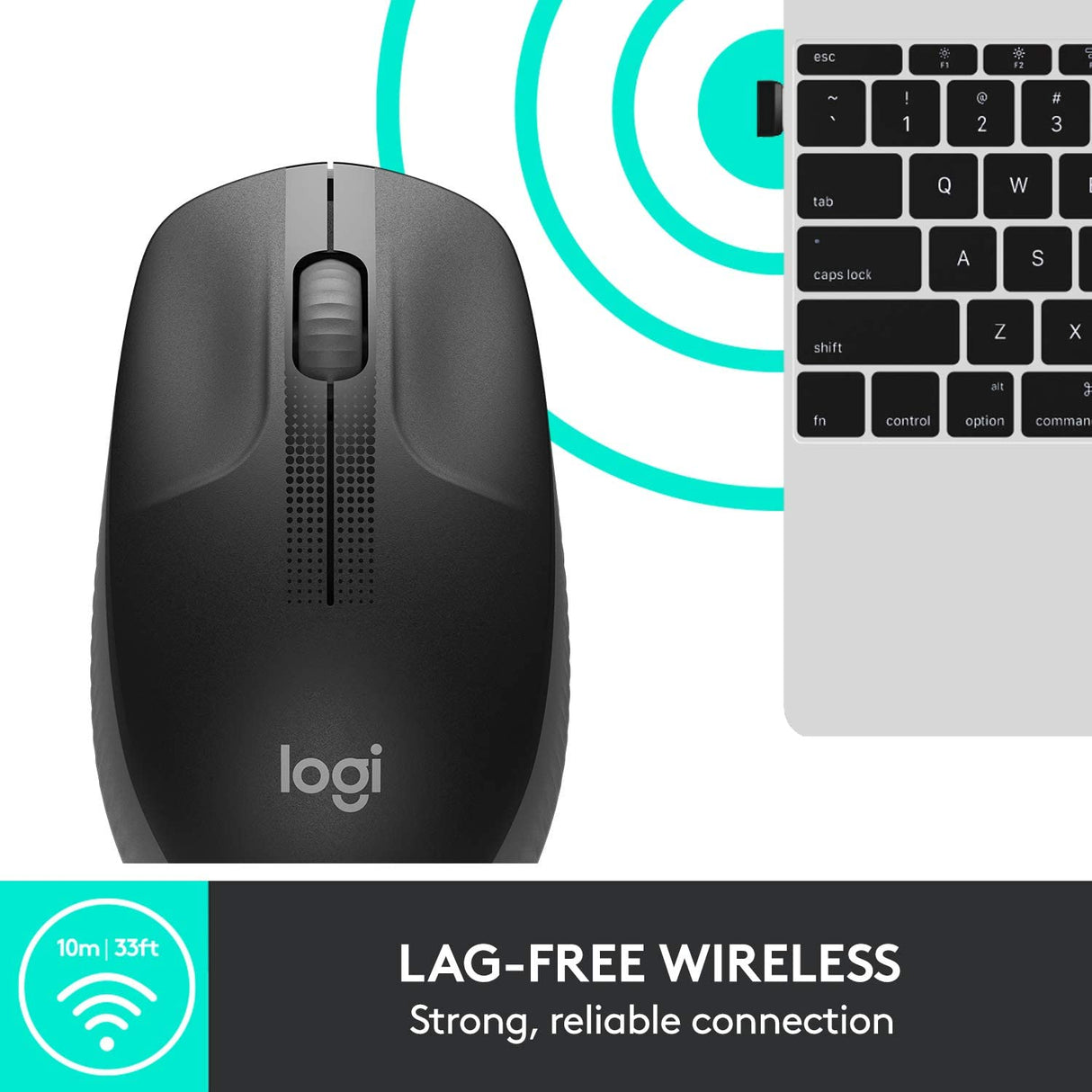 Logitech Wireless Mouse M190 Full Size Ambidextrous Curve Design