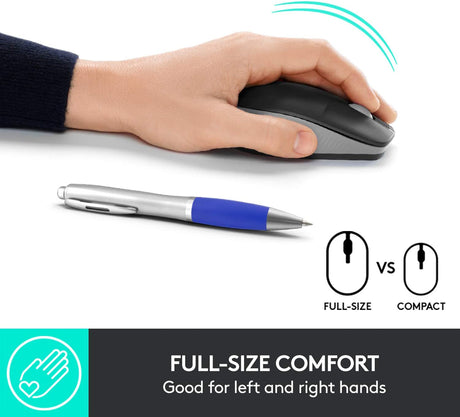 Logitech M190 Wireless Mouse Full Size Ambidextrous Curve Design - DokanTech #