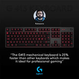 لوحة مفاتيح الألعاب الميكانيكية لوجيتك G413 الكربونية Tactile