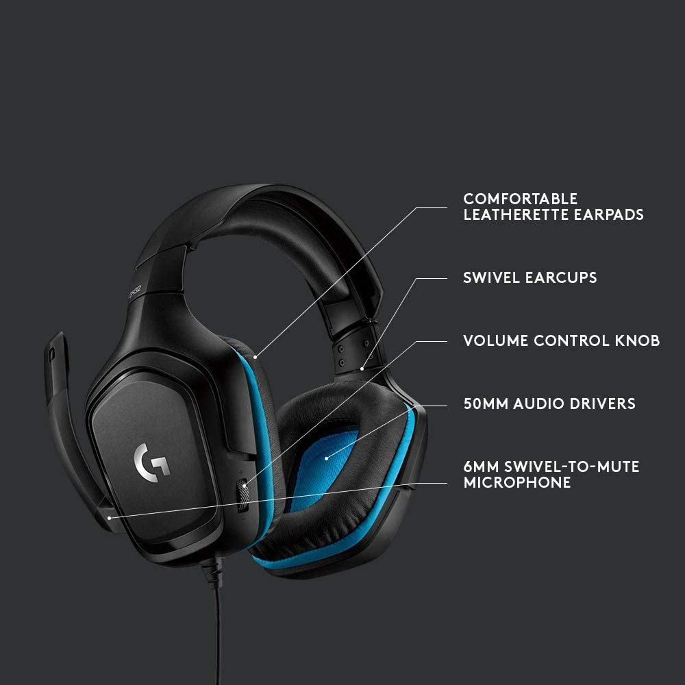 سماعة الألعاب Logitech G432 Surround Sound مع DTS AI Audio