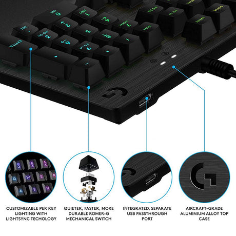 Logitech G512 Carbon RGB keyboard – RGB lighting zones