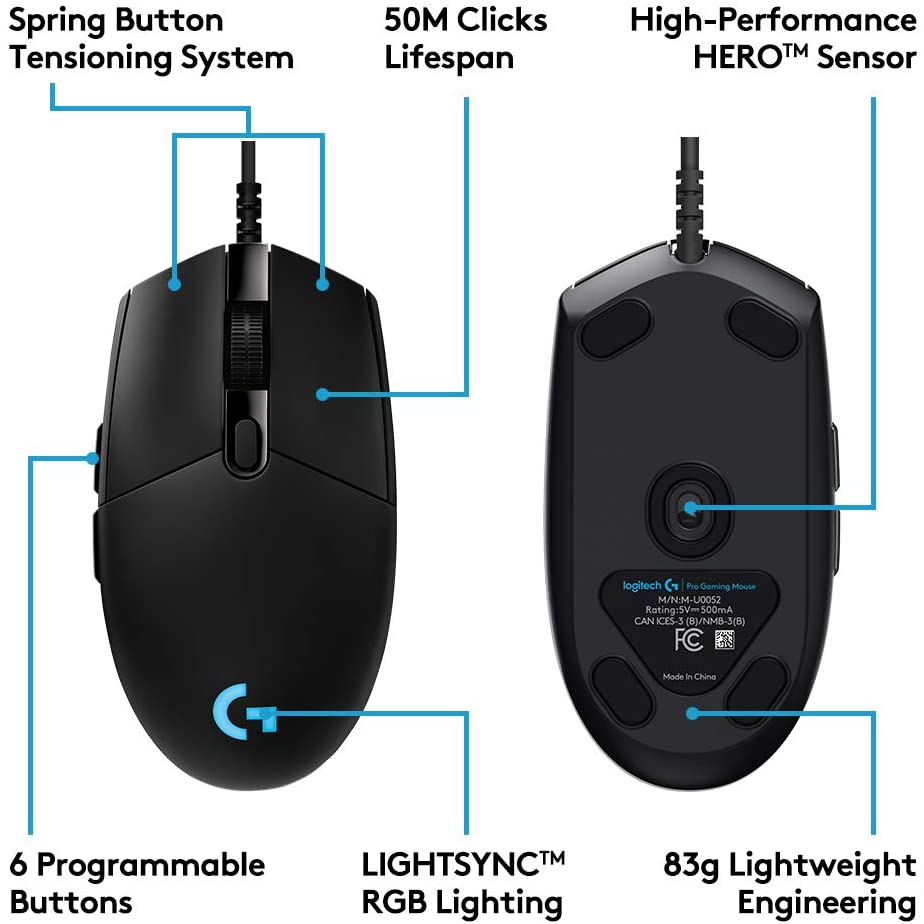 Logitech PRO Hero Wired Gaming Mouse - DokanTech #