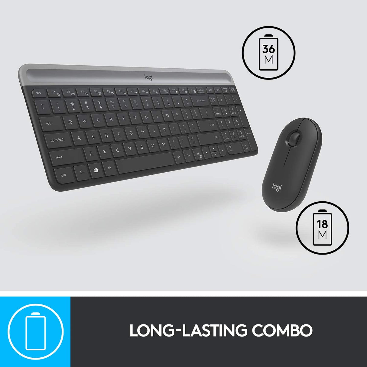 Logitech MK470 Wireless Slim Keyboard and Mouse Black - DokanTech #