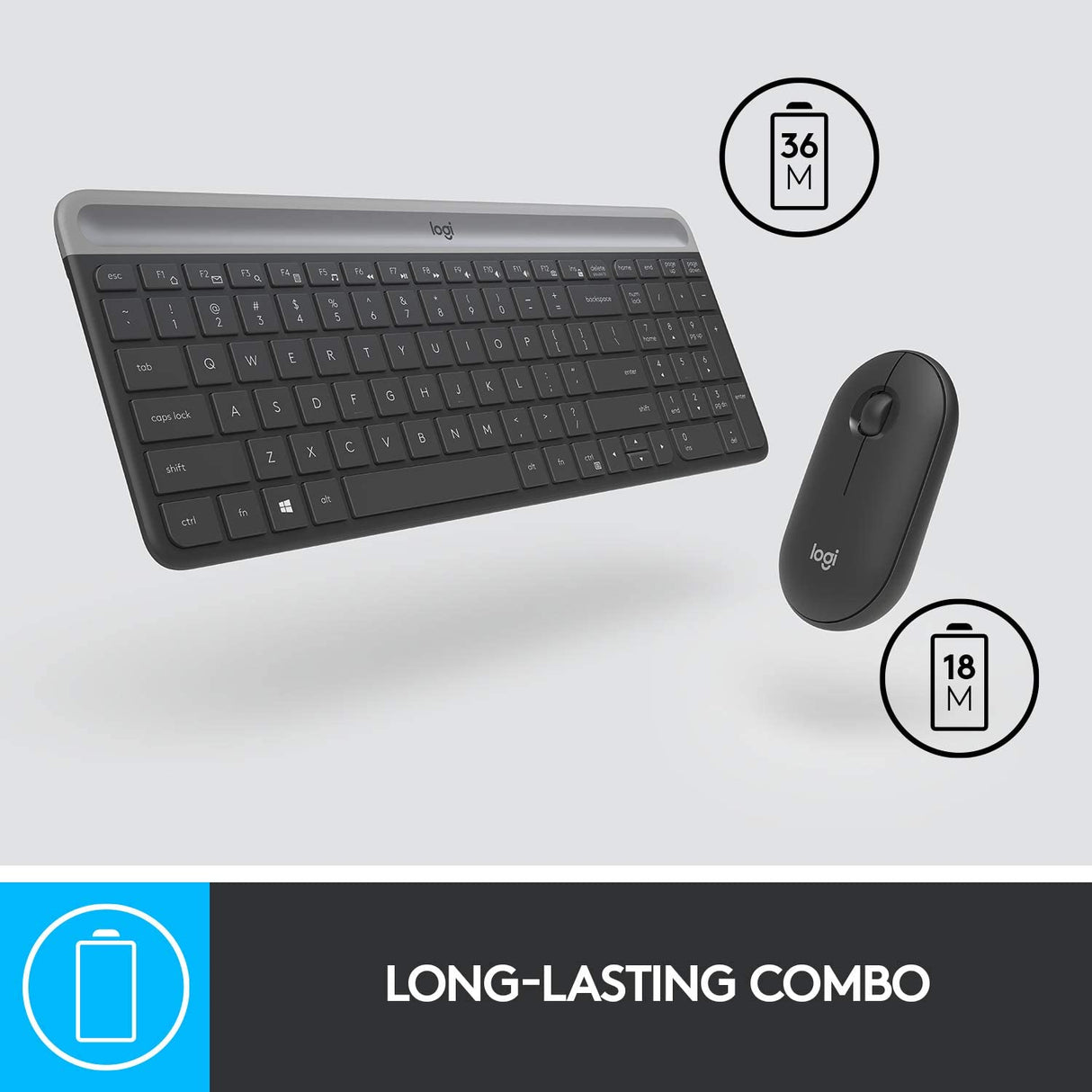 Logitech MK470 Wireless Slim Keyboard and Mouse Black